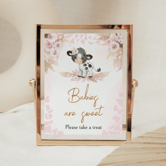 Roze Heilige Koe Baby shower Baby's zijn zoet Poster