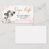 Roze Heilige Koe Baby shower Luier Raffle Informatiekaartje (Voorkant / Achterkant)