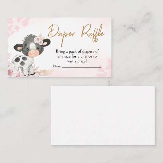 Roze Heilige Koe Baby shower Luier Raffle Informatiekaartje (Voorkant / Achterkant)