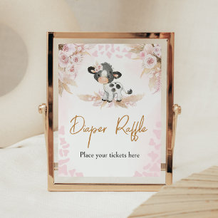 Roze Heilige Koe Baby shower Luier Raffle Poster