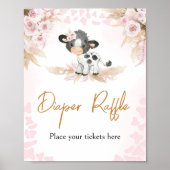 Roze Heilige Koe Baby shower Luier Raffle Poster (Voorkant)