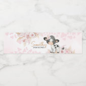 Roze Heilige Koe Baby shower Waterfles Etiket (Enkel label)