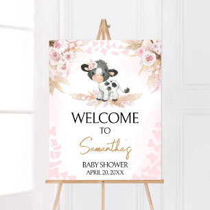 Roze Heilige Koe Baby shower Welkom Poster