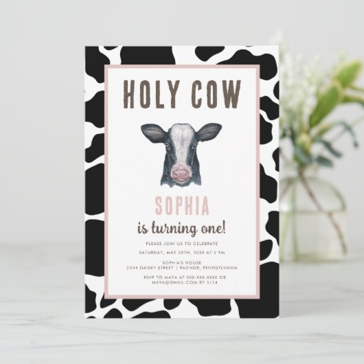 Roze Heilige Koe Ik ben een verjaardag Kaart (Staand voorkant)