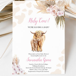 Roze Heilige Koe Uitnodiging voor Baby Shower