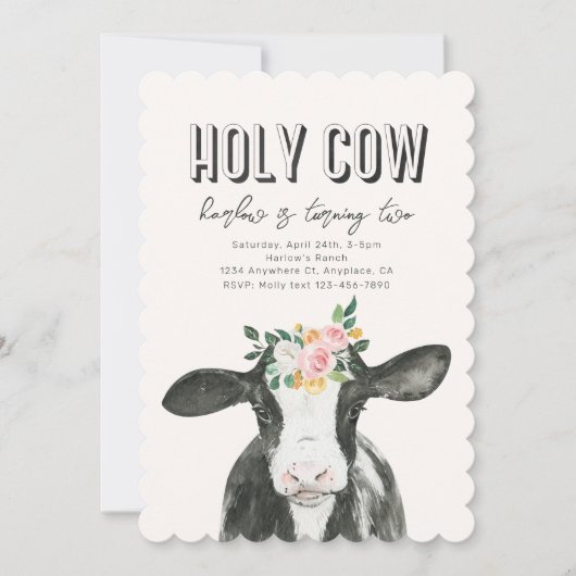 Roze Heilige Koe Verjaardagsuitnodiging | Uitnodig Kaart (Voorkant)