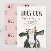 Roze Heilige Koe Verjaardagsuitnodiging | Uitnodig