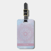  roze Heilige Lotus Flower Blossom Mandala Bagagelabel (Voorkant verticaal)