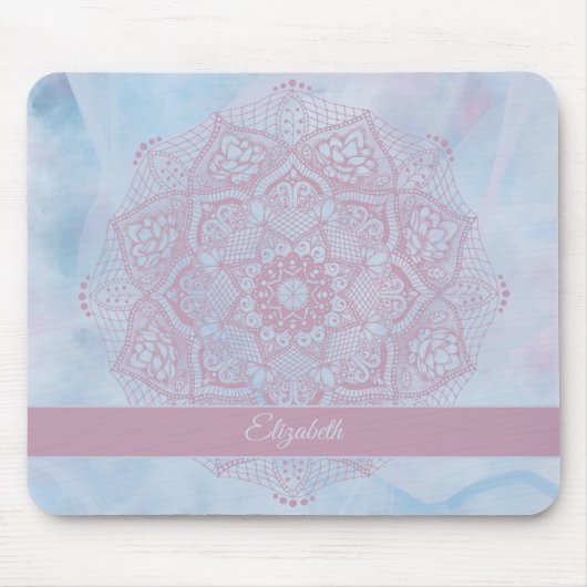  roze Heilige Lotus Flower Blossom Mandala Muismat (Voorkant)