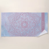  roze Heilige Lotus Flower Blossom Mandala Strandlaken (Voorkant)