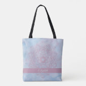  roze Heilige Lotus Flower Blossom Mandala Tote Bag (Achterkant)