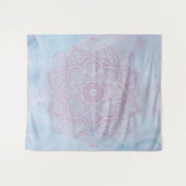  roze Heilige Lotus Flower Blossom Mandala Wandkleed (Voorkant (horizontaal))