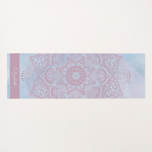  roze Heilige Lotus Flower Blossom Mandala Yogamat (Achterkant (horizontaal))