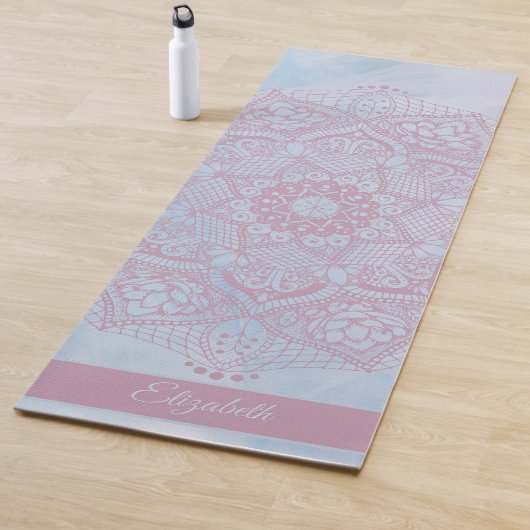  roze Heilige Lotus Flower Blossom Mandala Yogamat (In situ)