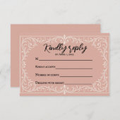 Roze Heirloom bruiloft RSVP Kaart (Voorkant / Achterkant)