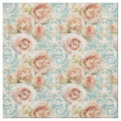  Roze Heirloom Rozen Blauw Damask Stof (Swatch)