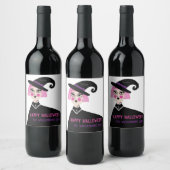 Roze Heks Aangepaste naam Halloween party Wijn Etiket (Flessen)