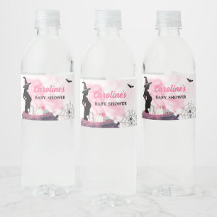 Roze Heks Een Baby Brouwt Baby Shower  Waterfles Etiket