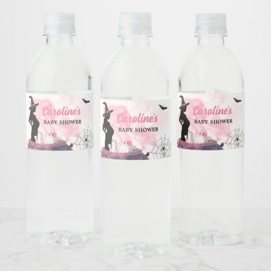 Roze Heks Een Baby Brouwt Baby Shower  Waterfles Etiket (Flessen)