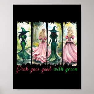 Roze heks gaat goed met groene Halloween heks Poster