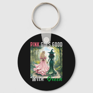 Roze heks gaat goed met groene Halloween heks Sleutelhanger