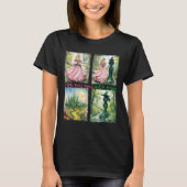 Roze heks gaat goed met groene Halloween heks T-shirt (Voorkant)