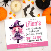 Roze Heks Halloween Kostuum Party Verjaardag Kaart
