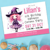 Roze Heks Halloween Kostuum Party Verjaardag Kaart