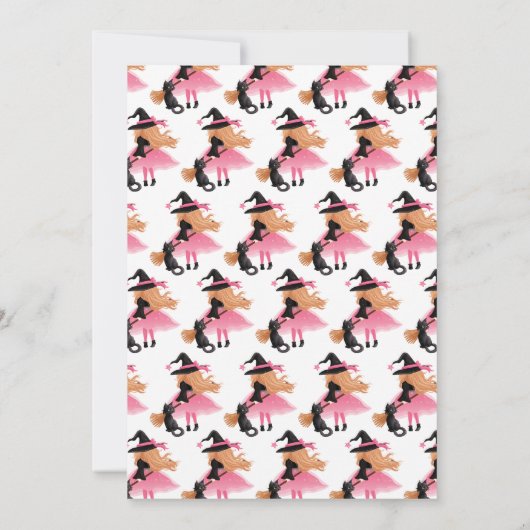 Roze heks Halloween verjaardag uitnodiging (Achterkant)