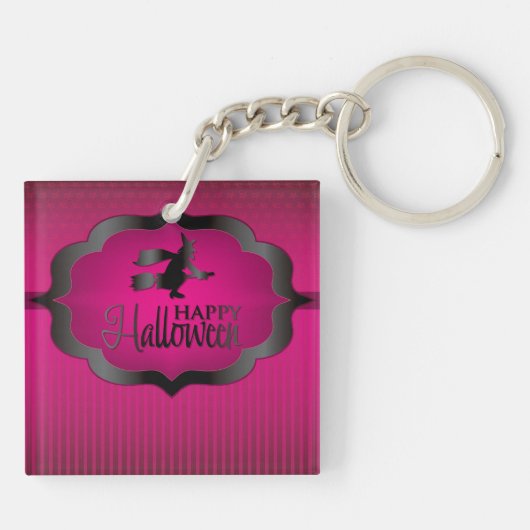Roze heks Halloween vorm Sleutelhanger (Achterkant)