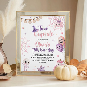 Roze Heks Spooky One Tijdcapsule Bord 40x50cm Reclamebord Met Voetstuk