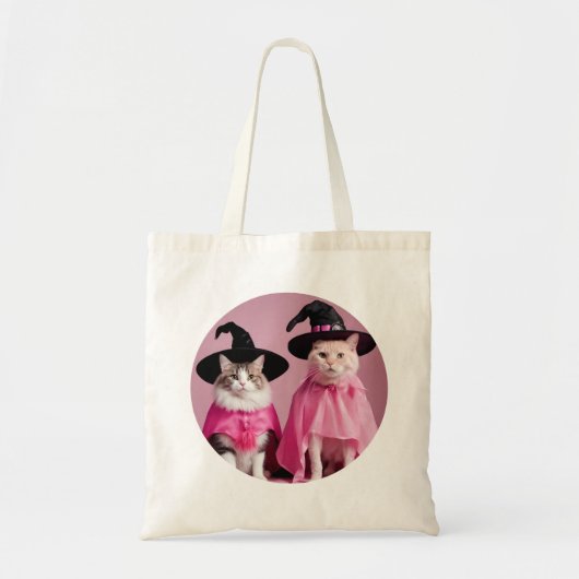 Roze Heksen Katten Halloween Schattige Sweetie Tote Bag (Voorkant)