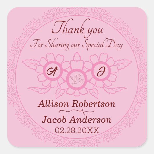 Roze Helder en vet Bruiloft classic ronde sticker (Voorkant)