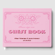 Roze Helder en vet Wedding Guest Book