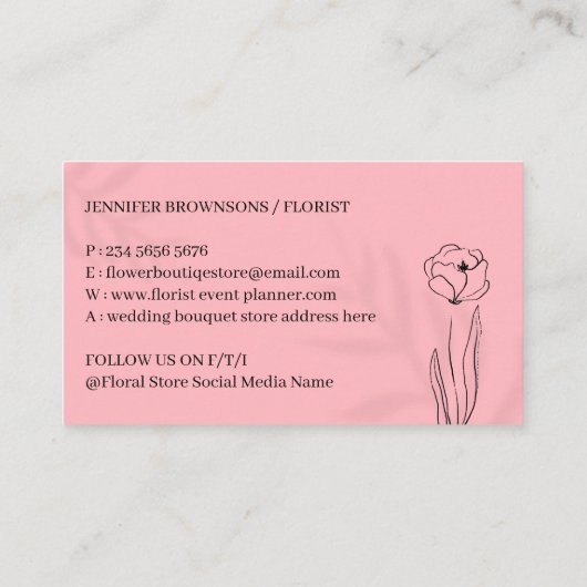 Roze, helder, waarop de ventilator met handen word visitekaartje (Achterkant)