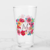 Roze helder wilde bloem bruiloftsdouche glas (Voorkant)