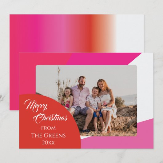 Roze & heldere niet-traditionele kerst Kaart (Voorkant / Achterkant)