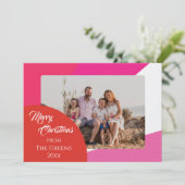 Roze & heldere niet-traditionele kerst Kaart (Staand voorkant)