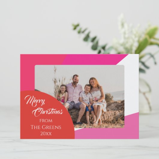 Roze & heldere niet-traditionele kerst Kaart (Staand voorkant)
