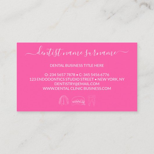 Roze heldere, zachte tandheelkundige kunst visitekaartje (Achterkant)