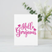 Roze Hello Gorgeous citaat  Briefkaart (Staand voorkant)