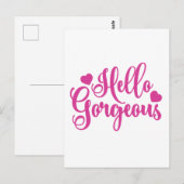 Roze Hello Gorgeous citaat  Briefkaart (Voorkant / Achterkant)