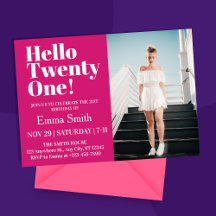 Roze Hello Twenty One 21ste verjaardag foto 