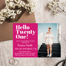 Roze Hello Twenty One 21ste verjaardag foto 