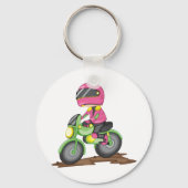Roze Helm Motorfiets Meisje Sleutelhanger (Voorkant)
