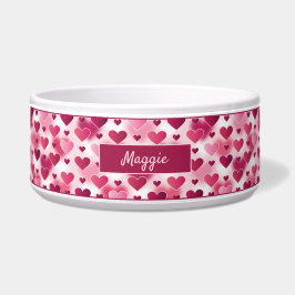 Roze hematroon met aangepaste naam voerbakje