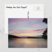 Roze hemd 's nachts!  over het meer van Sunapee Briefkaart (Voorkant / Achterkant)