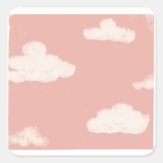 Roze hemel Grote fluffelwolken Vierkante Sticker