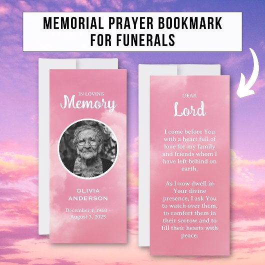 Roze Hemel Hemel Memoriale Gebedsfoto bladwijzer