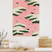  Roze Hemel - Japanse Retro Serenity Poster (Keuken)